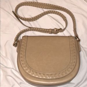 Sole Society Nude/Taupe Faux Leather Saddle Bag